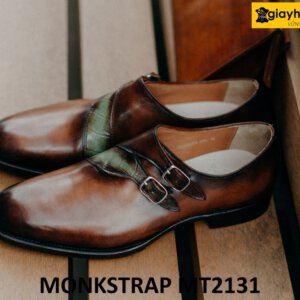 Giày không dây nam màu da bê thủ công Monkstrap MT2131 001
