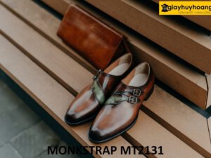 Giày không dây nam màu da bê thủ công Monkstrap MT2131 004
