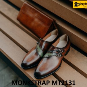 Giày không dây nam màu da bê thủ công Monkstrap MT2131 004