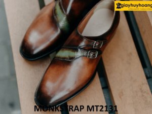 Giày không dây nam màu da bê thủ công Monkstrap MT2131 003