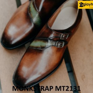 Giày không dây nam màu da bê thủ công Monkstrap MT2131 003
