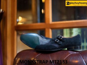 Giày da lộn nam hai khóa màu đen Monkstrap MT2133 004