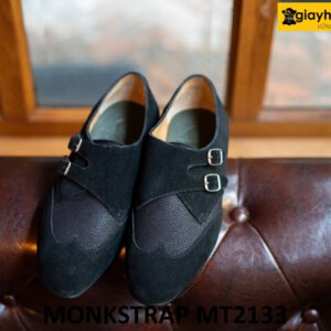 Giày da lộn nam hai khóa màu đen Monkstrap MT2133 001