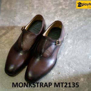 Giày da hàng hiệu nam màu nâu Single Monkstrap MT2135 001