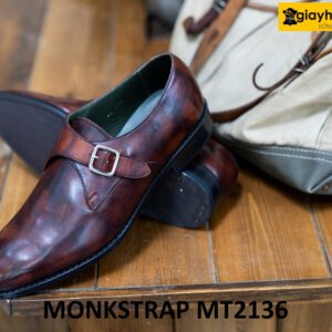 Giày da chính hãng nam một khóa nâu patina Monkstrap MT2136 004