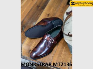 Giày da chính hãng nam một khóa nâu patina Monkstrap MT2136 003