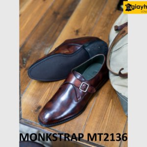 Giày da chính hãng nam một khóa nâu patina Monkstrap MT2136 003