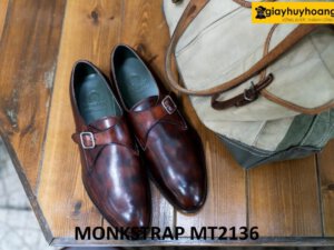 Giày da chính hãng nam một khóa nâu patina Monkstrap MT2136 001