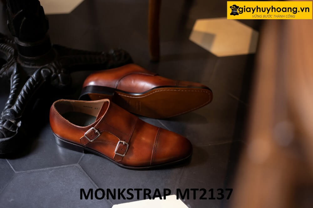 dat-dong-giay-da-nam-thu-cong-monkstrap-mt2137-003 Giày monkstrap nam màu bò cao cấp chính hãng MT2137 003