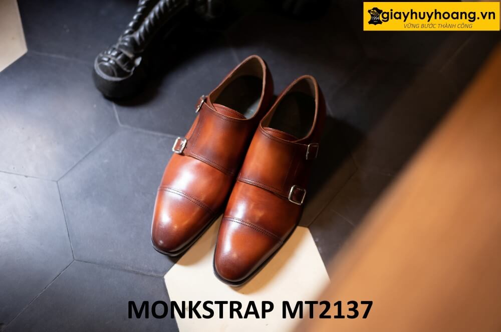 dat-dong-giay-da-nam-thu-cong-monkstrap-mt2137-005 Giày monkstrap nam màu bò cao cấp chính hãng MT2137 001