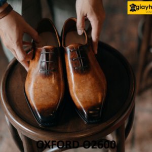 Giày da trơn oxford nam nhuộm màu thủ công patina O2600 001