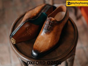Giày da trơn oxford nam nhuộm màu thủ công patina O2600 004