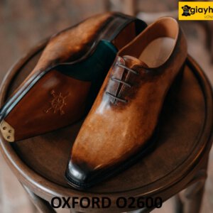 Giày da trơn oxford nam nhuộm màu thủ công patina O2600 004