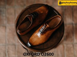 Giày da trơn oxford nam nhuộm màu thủ công patina O2600 003