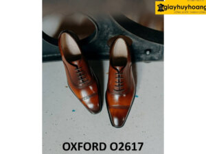 Giày da công sở oxford nam mũi trơn nâu đậm cao cấp O2617 004