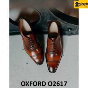 Giày da công sở oxford nam mũi trơn nâu đậm cao cấp O2617 004