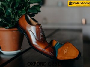 Giày da công sở oxford nam mũi trơn nâu đậm cao cấp O2617 003