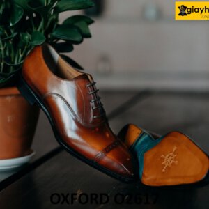 Giày da công sở oxford nam mũi trơn nâu đậm cao cấp O2617 003
