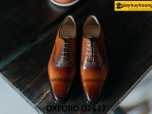 Giày da công sở oxford nam mũi trơn nâu đậm cao cấp O2617 002