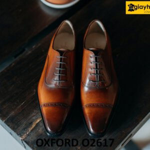 Giày da công sở oxford nam mũi trơn nâu đậm cao cấp O2617 002