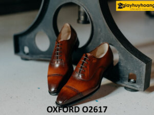 Giày da công sở oxford nam mũi trơn nâu đậm cao cấp O2617 001