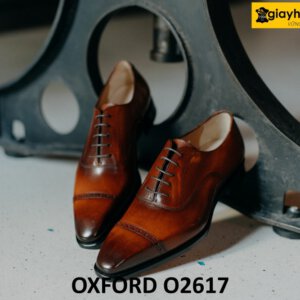 Giày da công sở oxford nam mũi trơn nâu đậm cao cấp O2617 001