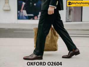Giày da màu nâu oxford nam trẻ trung phong cách O2604 004