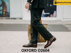 Giày da màu nâu oxford nam trẻ trung phong cách O2604 003