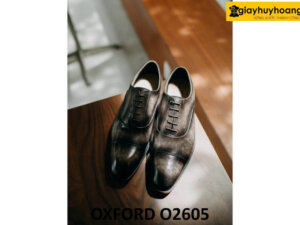 Giày tây oxford màu xám patina sang trọng O2605 001