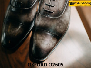 Giày tây oxford màu xám patina sang trọng O2605 005