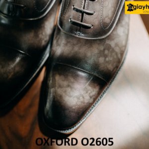 Giày tây oxford màu xám patina sang trọng O2605 005