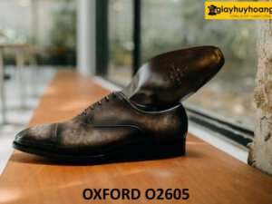 Giày tây oxford màu xám patina sang trọng O2605 003