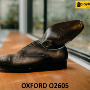 Giày tây oxford màu xám patina sang trọng O2605 003