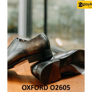 Giày tây oxford màu xám patina sang trọng O2605 002