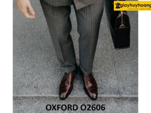 Giày da oxford nam mặc vest màu đỏ đô sang trọng O2606 004