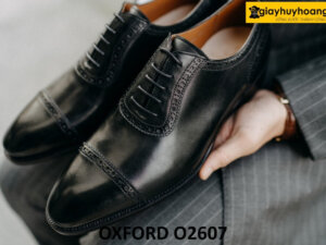 Giày tây oxford nam semi brogues màu đen O2607 001