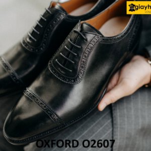 Giày tây oxford nam semi brogues màu đen O2607 001