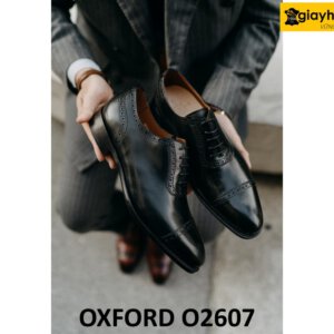 Giày tây oxford nam semi brogues màu đen O2607 004