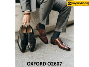 Giày tây oxford nam semi brogues màu đen O2607 003