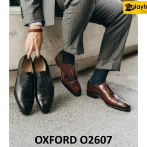 Giày tây oxford nam semi brogues màu đen O2607 003