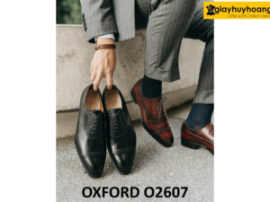 Giày tây oxford nam semi brogues màu đen O2607 002