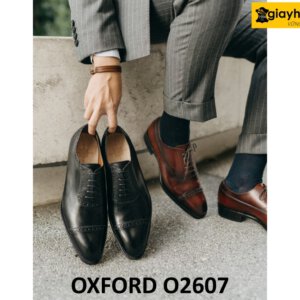 Giày tây oxford nam semi brogues màu đen O2607 002