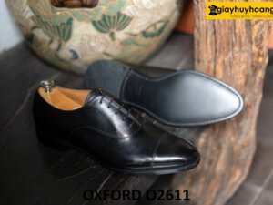 Giày tây buộc dây oxford nam màu đen đơn giản O2611 003