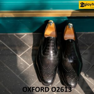 Giày da oxford nam đục lỗ wingtips cao cấp O2613 001