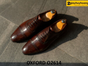 Giày da oxford nam màu nâu full brogues cuốn hút O2614 001