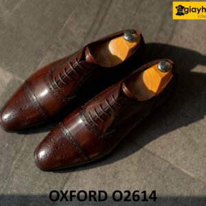 Giày da oxford nam màu nâu full brogues cuốn hút O2614 001