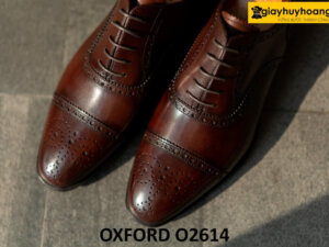 Giày da oxford nam màu nâu full brogues cuốn hút O2614 004