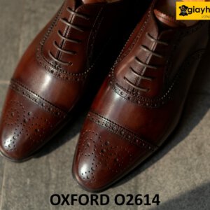 Giày da oxford nam màu nâu full brogues cuốn hút O2614 004