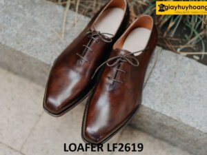 Giày oxford nam màu nâu da trơn đế da bò cao cấp O2619 001