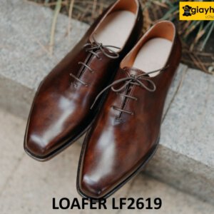 Giày oxford nam màu nâu da trơn đế da bò cao cấp O2619 001